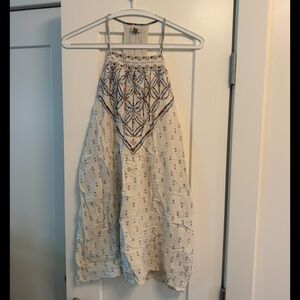 Ecoté Boho Halter Mini Dress - Cream with Geometric Print